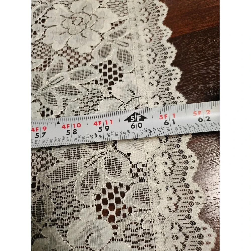 Vintage Lace Tablecloth Home Ivory Floral Scalloped Rectangle Vintage Style